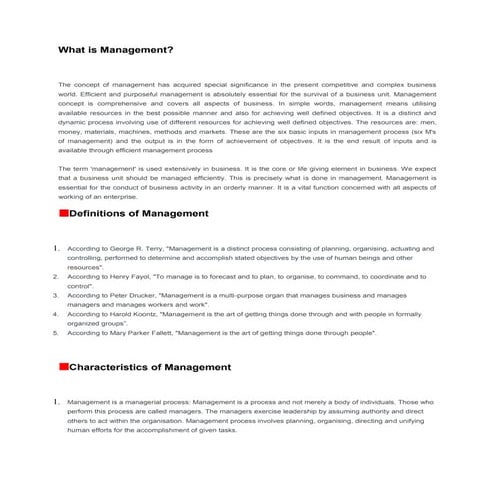 Management and its evolution
