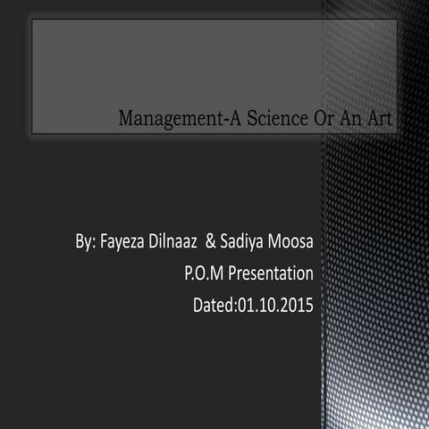 Management as science or art