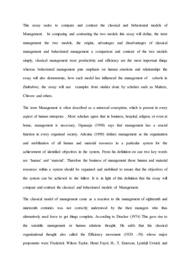A Comparison And Contrast On The Classical And Behavioural Models Of … also a comparison and contrast on the classical and behavioural models of … also