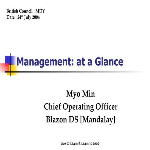 Management At A Glance