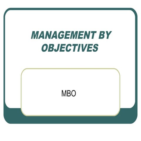 Management by objectives (mbo)