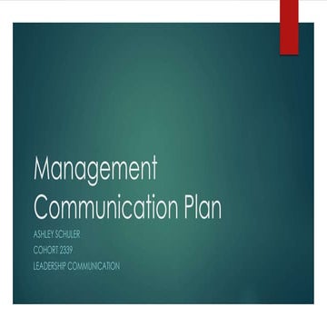 Management Communication Plan - Ashley Schuler