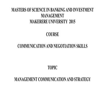Management communication &amp; strategy