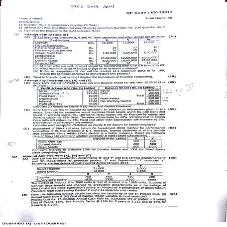 Management control system question paper 2014 april