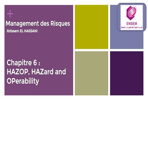 Management des risques 6 :  HAZOP, HAZard and OPerability