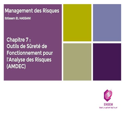 Management des risques 7 : Outils de Sûreté de Fonctionnement pour l’Analyse des Risques (AMDEC)