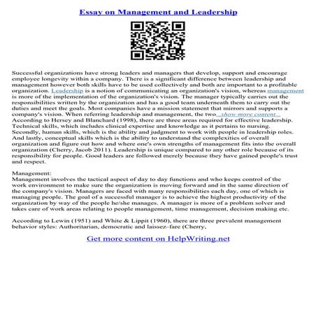 Management Essay | PDF