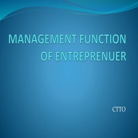 Managerial Functions of An Entrepreneur | PPTX