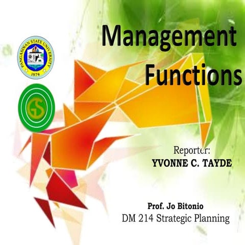 Management Functions by Y. Tayde