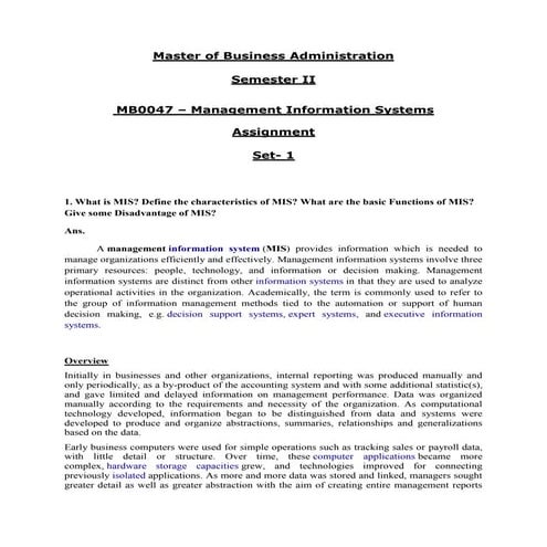 Management information system