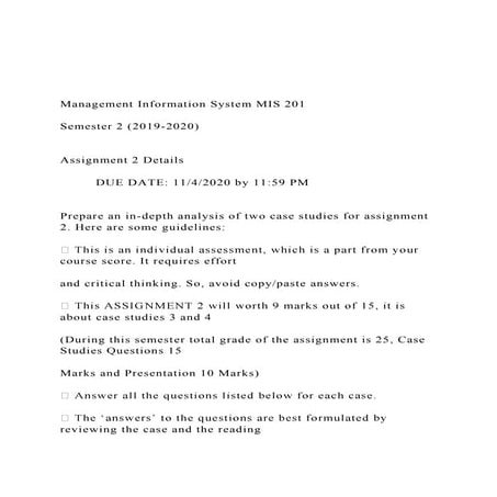 Management Information System MIS 201 Semester 2 (2019-2.docx