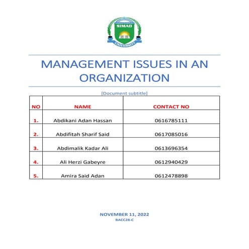 management issues in an organization GROUP D.docx