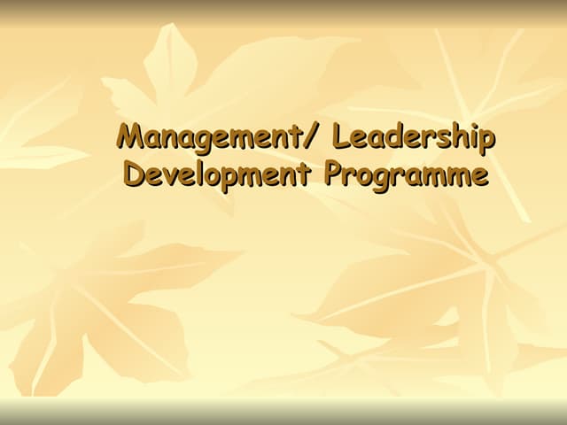 Management and Leadership Development Program Brochure