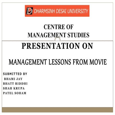 Management lesson fromholiday movie | PPTX