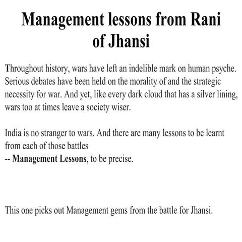 Management lessons from Rani of Jhansi