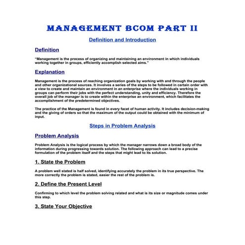 Management notes b.com ii