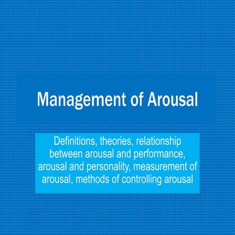 Management of arousal 2014