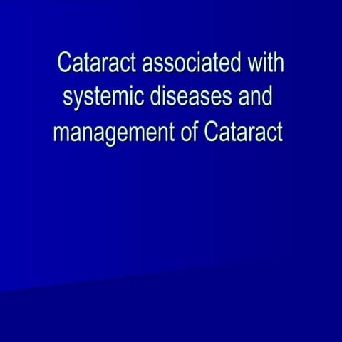 Management of cataract