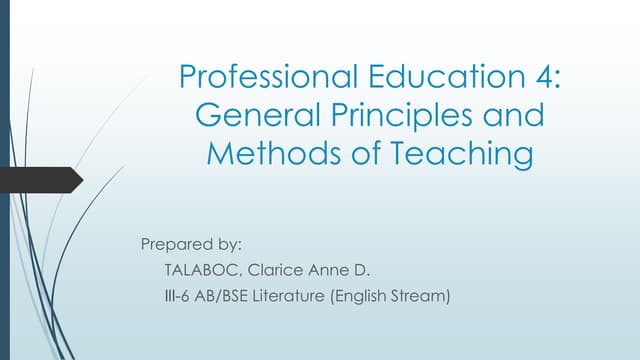 Classroom Management (Management of Discipline)
