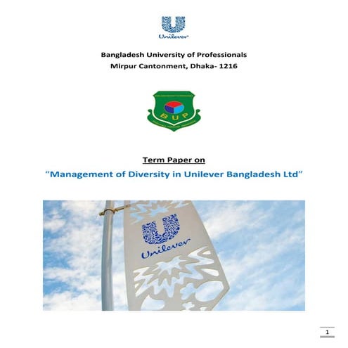 Management of diversity in unilever bangladesh ltd