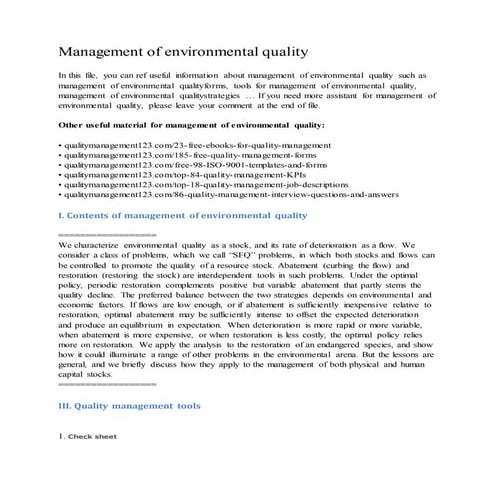 Environmental quality management | DOCX