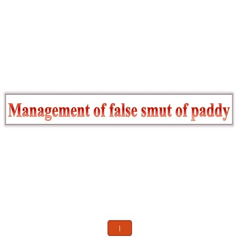 Management of false smut of paddy