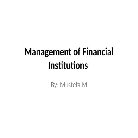 Management of financial institutions | RTF