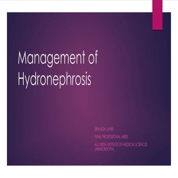 Management of hydronephrosis