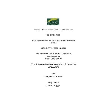 Management of information system report