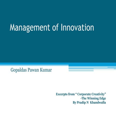 Management of Innovation