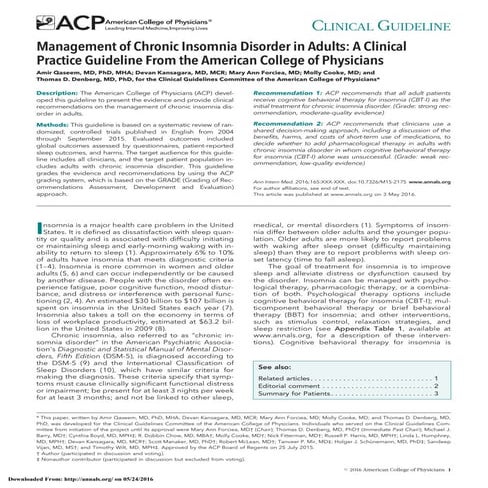 Introduction to Cognitive Behavioral Therapy for Insomnia | PPTX