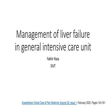 Management of liver failure in general intensive care