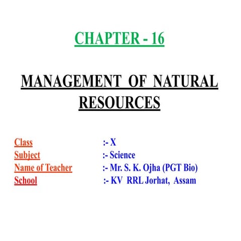 MANAGEMENT OF NATURAL RESOURCES ppt pdf Free Download