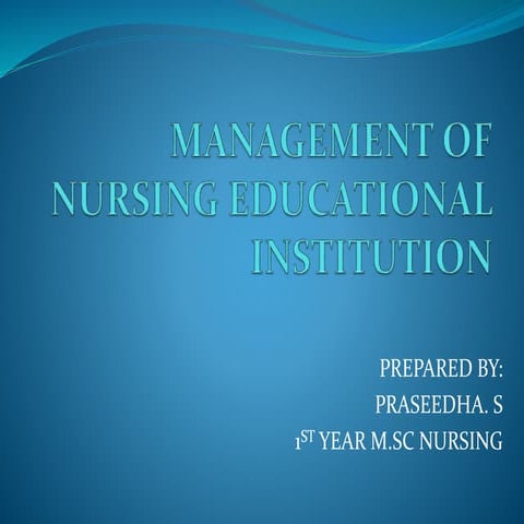Management of nursing educational institution