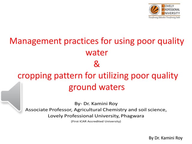 Management of poor quality water 24 04 2020