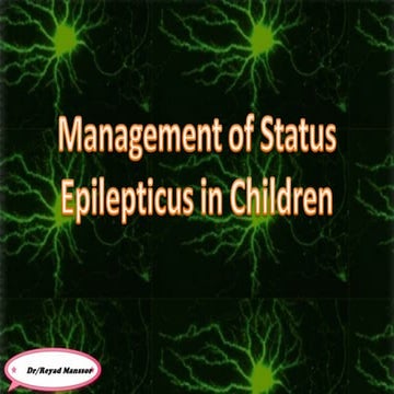 Management of status epilepticus in children