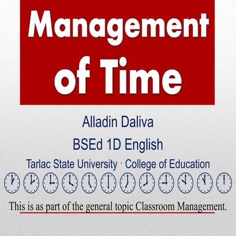 Management of time   alladin daliva
