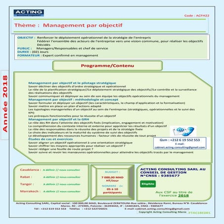 Fiche technique de la formation : Management par objectif MPO | PDF