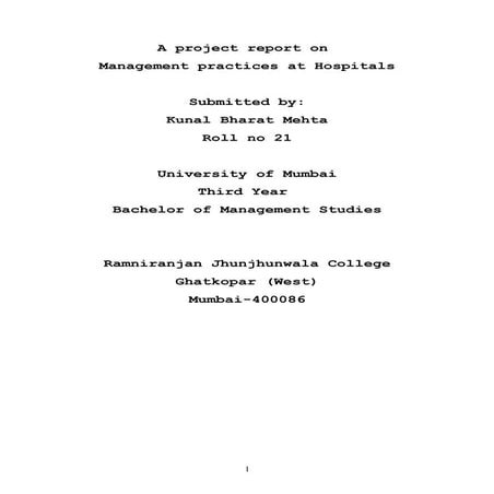 Management Practices at Hospitals - India