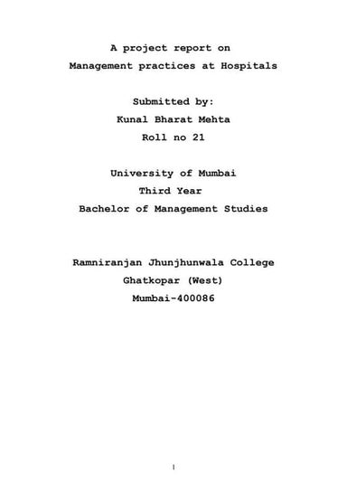 Management Practices at Hospitals - India