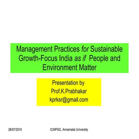 Management practices for sustainable growth