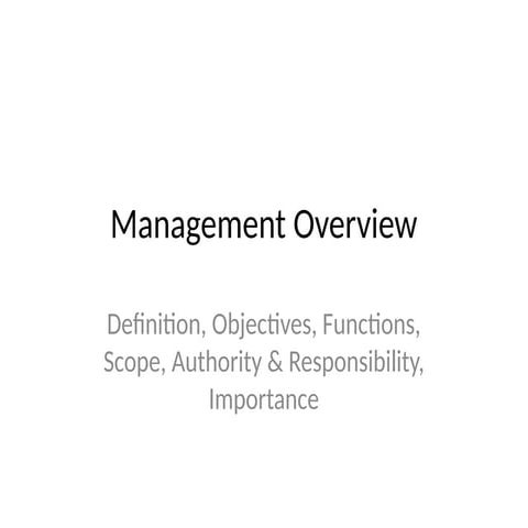 Comprehensive Management Overview: Definitions, Functions, and ...