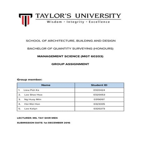 Managementscienceassignment