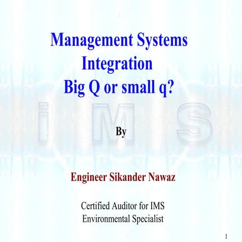 Management systems integration - ims