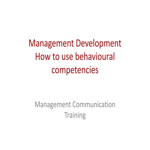 Management training   how to use behavioural competencies