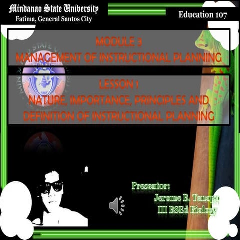 Managemenyt of instructional planning