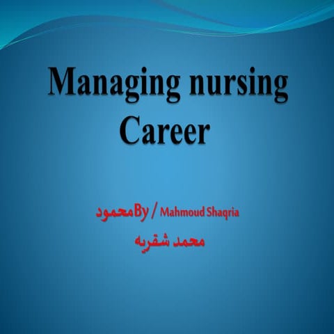Manage nursing career 