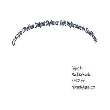 Manage output Styles of References in EndNote | PPTX