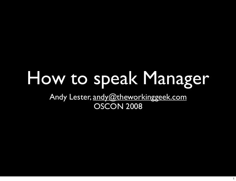 How to speak Manager