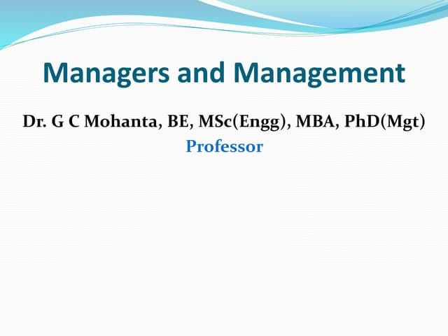 Manager and management